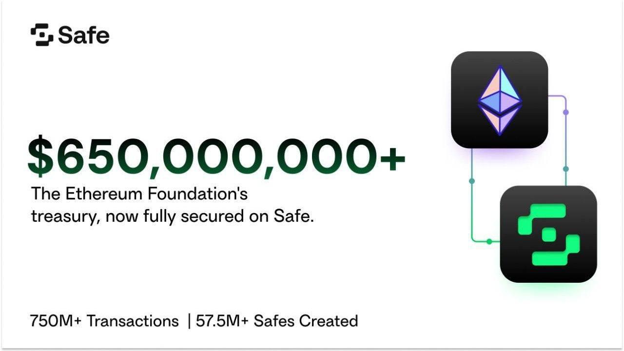 以太坊基金会将全部 6.5 亿美元以上的资金转移到 Safe Multisig